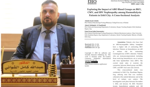 تدريسي من جامعة كركوك  ينشر بحثاً علمياً في مجلة عالمية